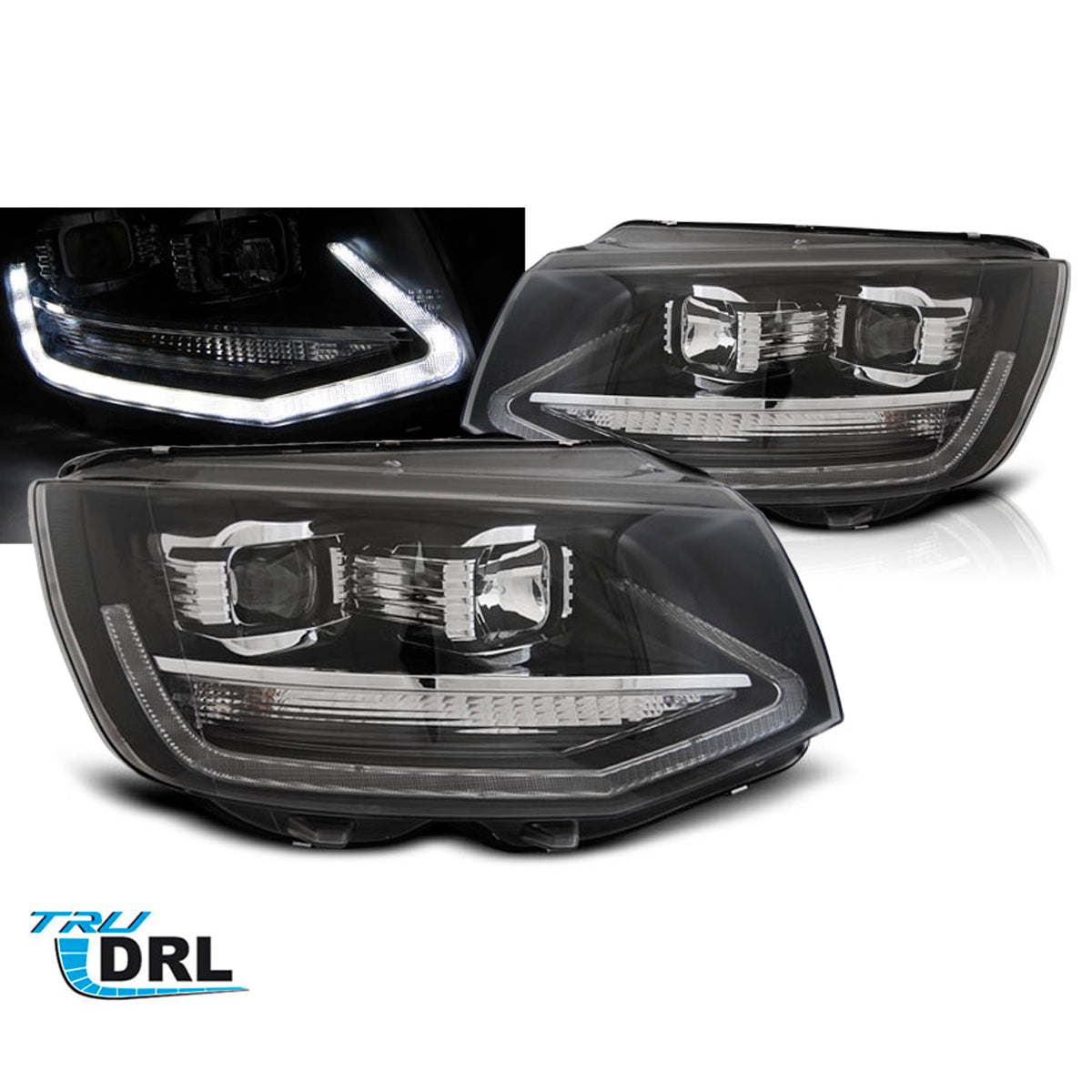 Scheinwerfer True DRL Schwarz passend für VW T6 15-19