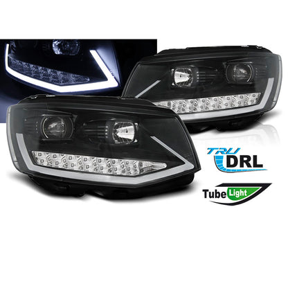Scheinwerfer Tube Licht DRL Schwarz Chrom passend für VW T6 15-19