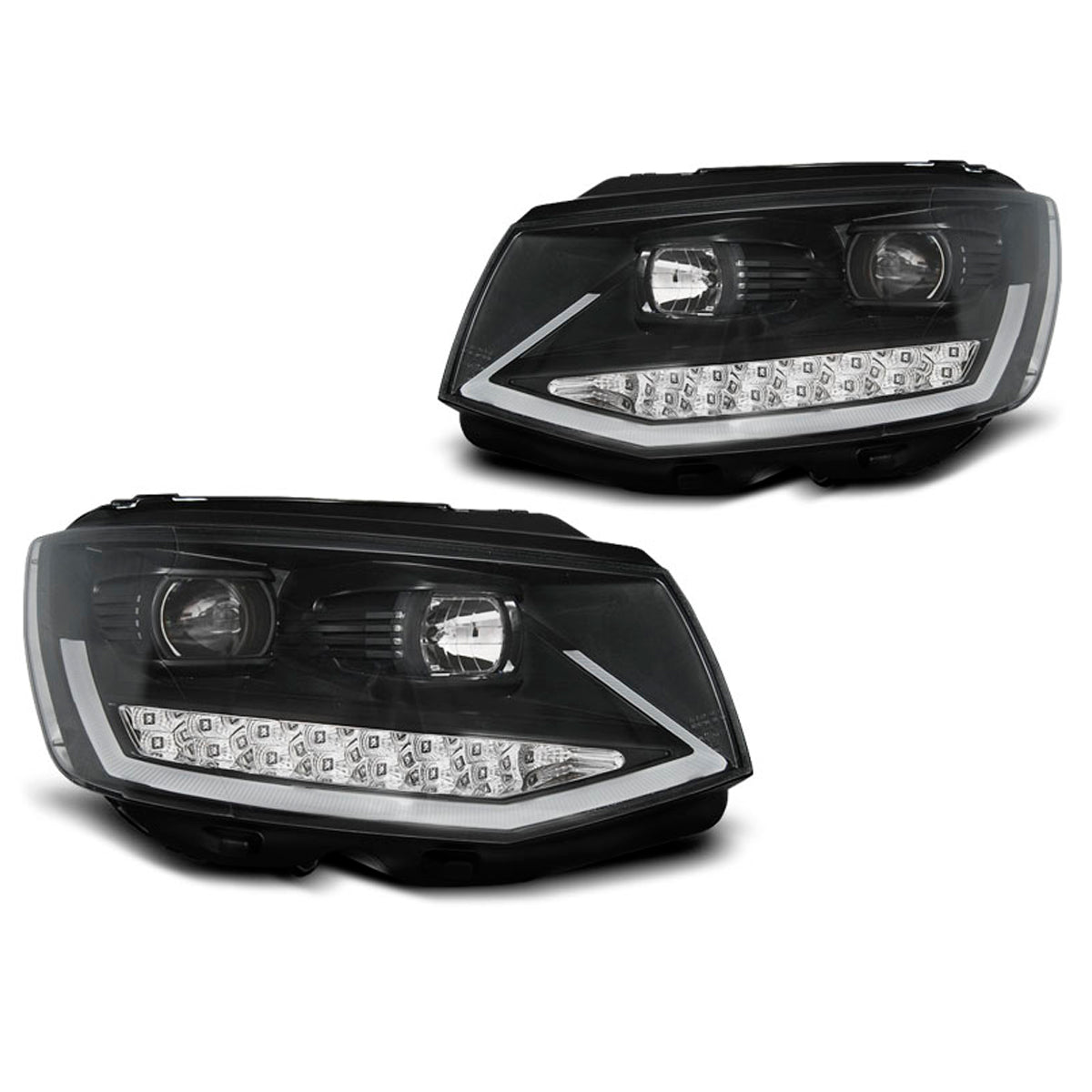 Scheinwerfer Tube Licht DRL Schwarz Chrom passend für VW T6 15-19