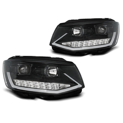 Scheinwerfer Tube Licht DRL Schwarz Chrom passend für VW T6 15-19