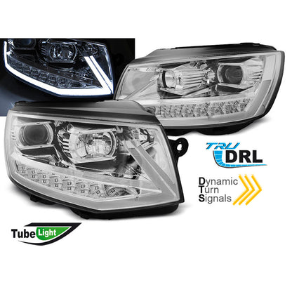 Scheinwerfer Tube Licht DRL Chrom Seq passend für VW T6 15-19