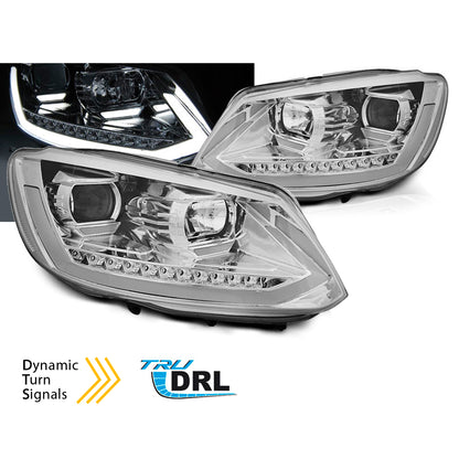 Scheinwerfer Röhrenlicht DRL Chrom SEQ passend für VW Touran II 08.10-15