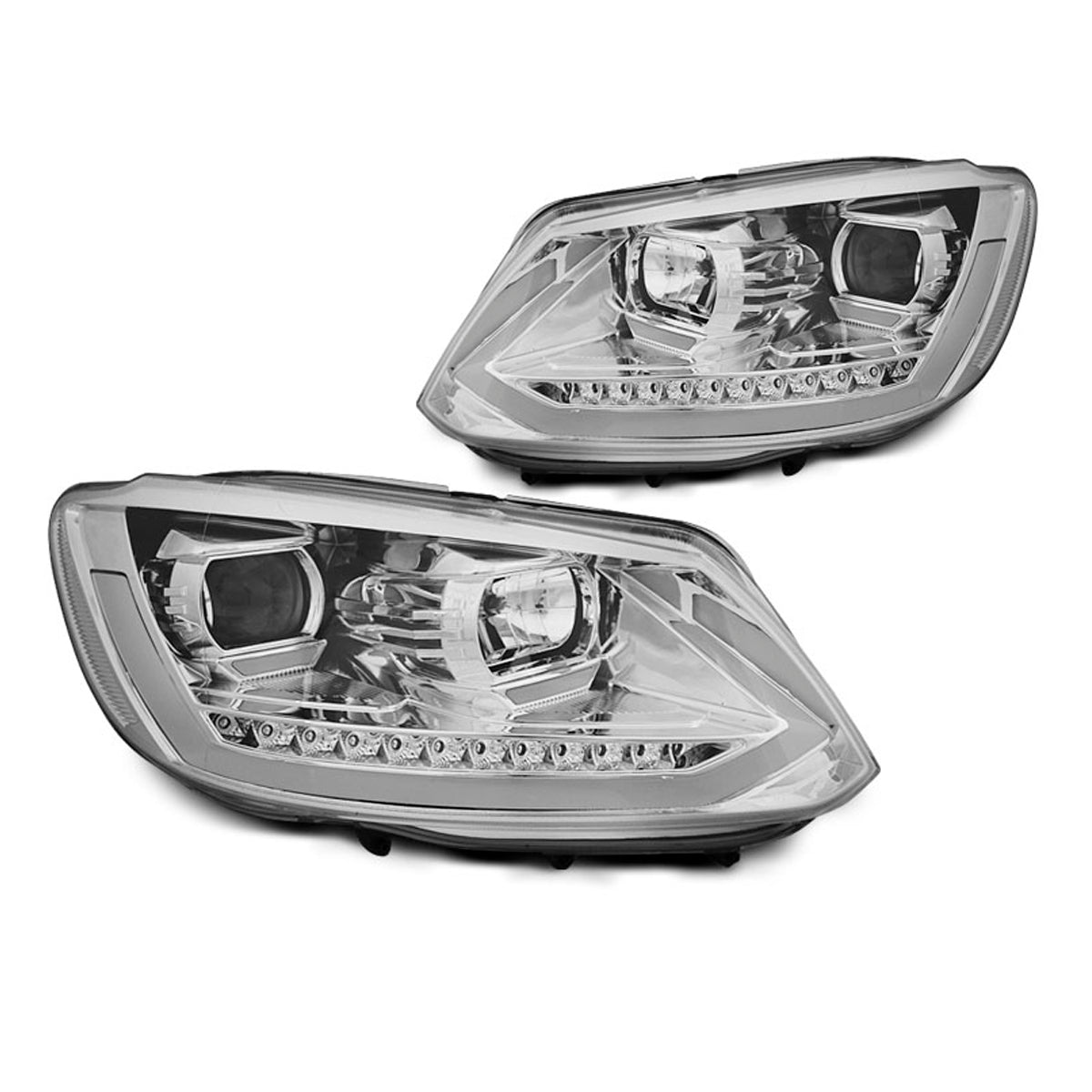 Scheinwerfer Röhrenlicht DRL Chrom SEQ passend für VW Touran II 08.10-15