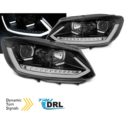 Scheinwerfer Röhrenlicht DRL Schwarz SEQ passend für VW Touran II 08.10-15