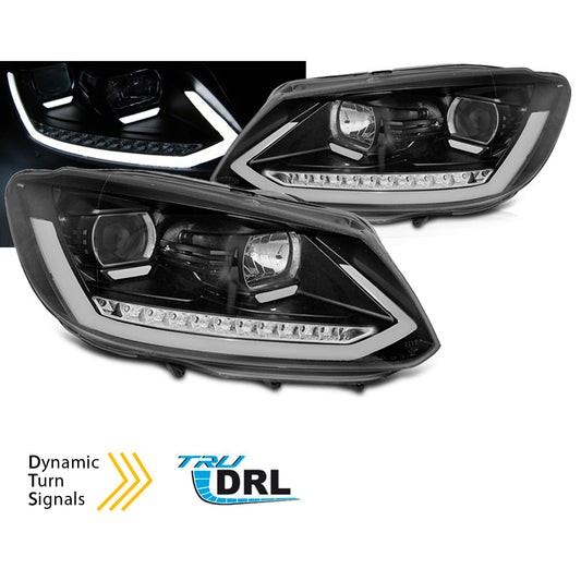 Scheinwerfer Röhrenlicht DRL Schwarz SEQ passend für VW Touran II 08.10-15