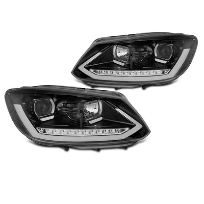 Scheinwerfer Röhrenlicht DRL Schwarz SEQ passend für VW Touran II 08.10-15
