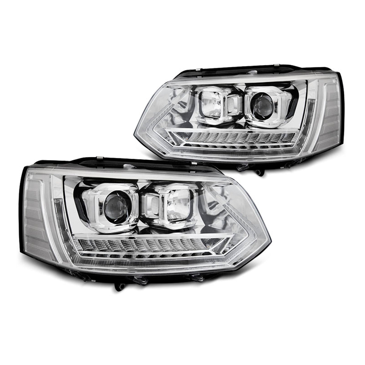 Scheinwerfer Röhrenlicht DRL Chrom SEQ passend für VW T5 2010-2015