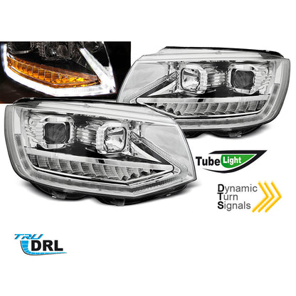 Scheinwerfer Röhrenlicht DRL Chrom SEQ passend für VW T6 15-19