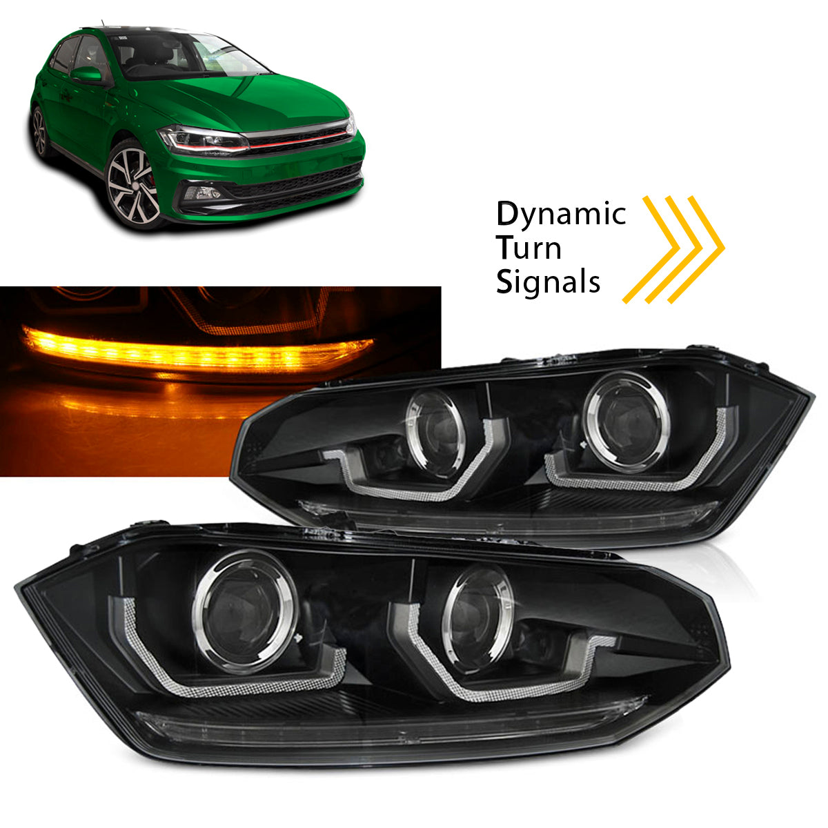 Scheinwerfer VW Polo VI 2G 17-21 SEQ LED Schwarz