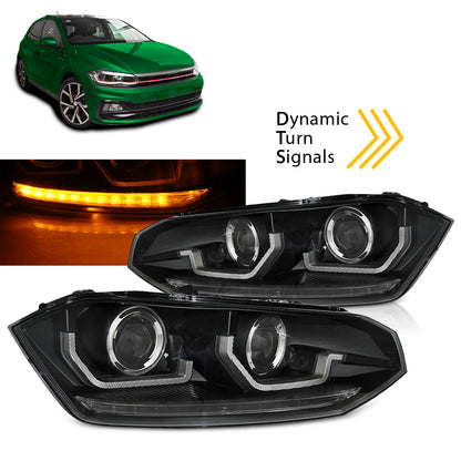 Scheinwerfer VW Polo VI 2G 17-21 SEQ LED Schwarz
