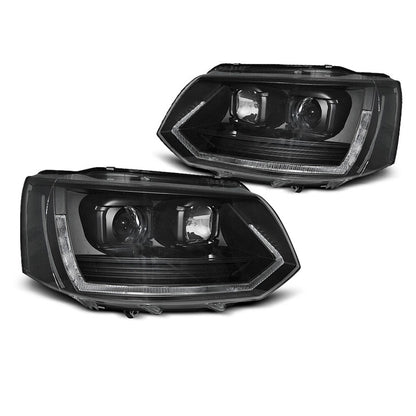 Scheinwerfer Röhrenlicht T6 Optik Schwarz passend für VW T5 2010-2015