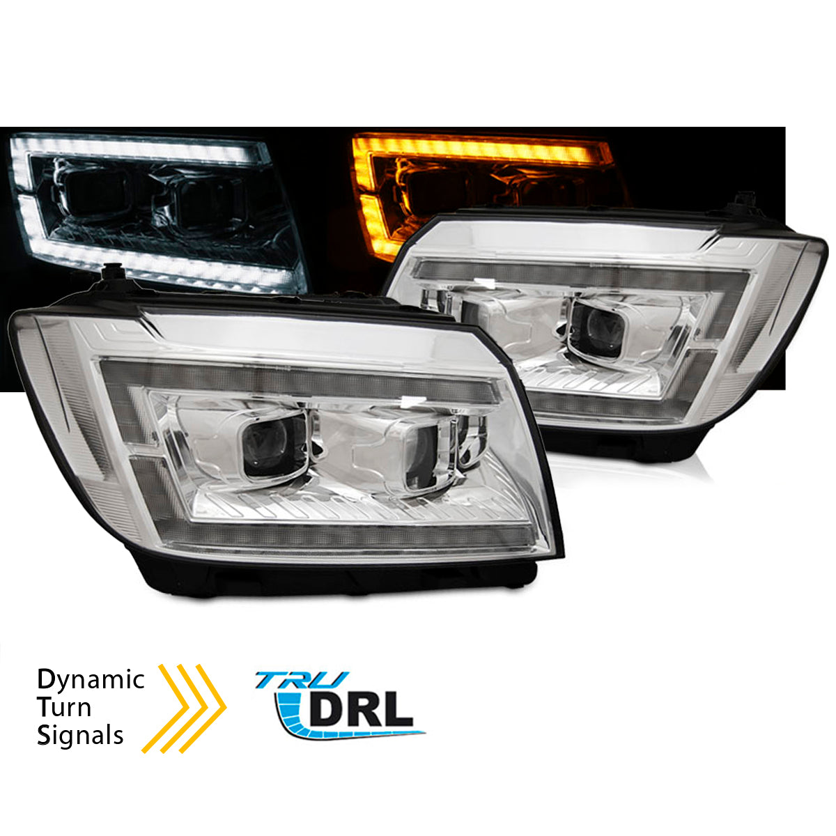 Scheinwerfer Röhrenlicht Chrom DRL SEQ passend für VW Crafter II 2017-