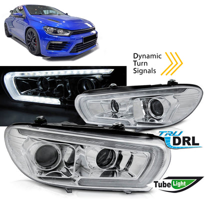 Scheinwerfer Röhren SEQ LED Chrom passend für VW Scirocco 14-17
