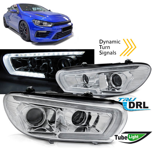 Scheinwerfer Röhren SEQ LED Chrom passend für VW Scirocco 14-17