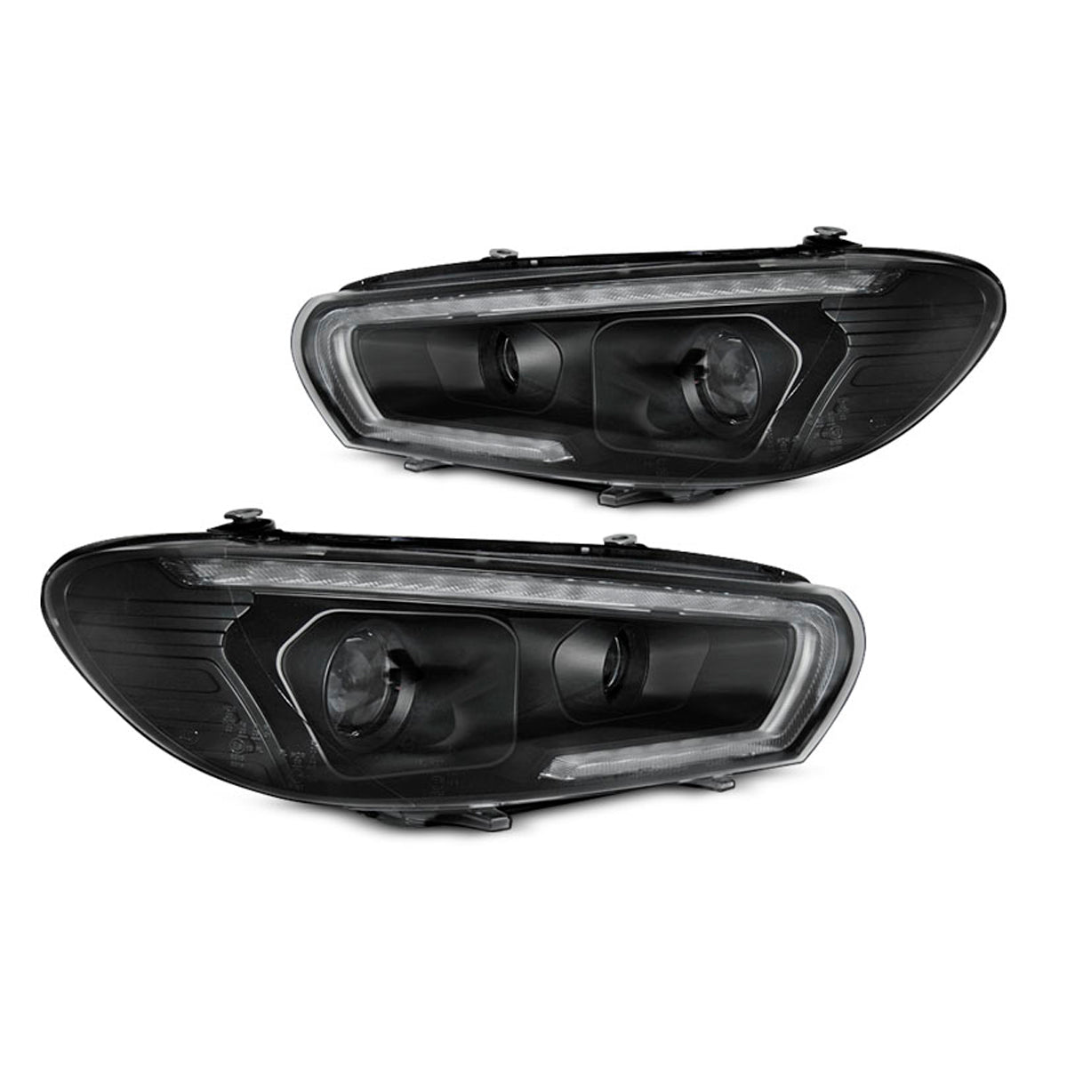 Scheinwerfer Röhren SEQ LED Schwarz passend für VW Scirocco 14-17
