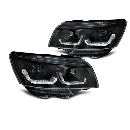 Scheinwerfer Röhrenlicht Schwarz DRL SEQ passend für VW T6.1 20-