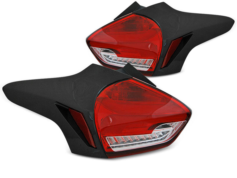 Tuning-Tec Voll LED Lightbar Rückleuchten für Ford Focus MK3 15-18 rot/klar mit dynamischem Blinker