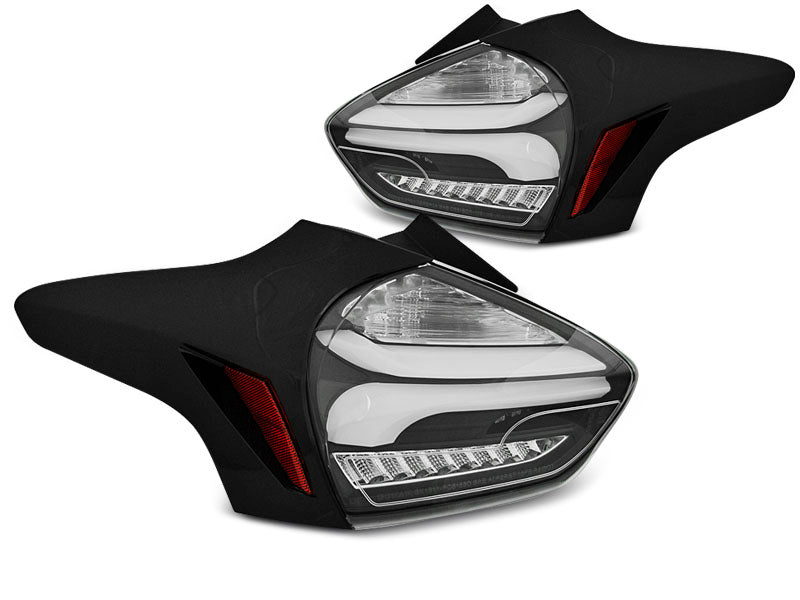 Tuning-Tec Voll LED Lightbar Rückleuchten für Ford Focus MK3 15-18 schwarz mit dynamischem Blinker