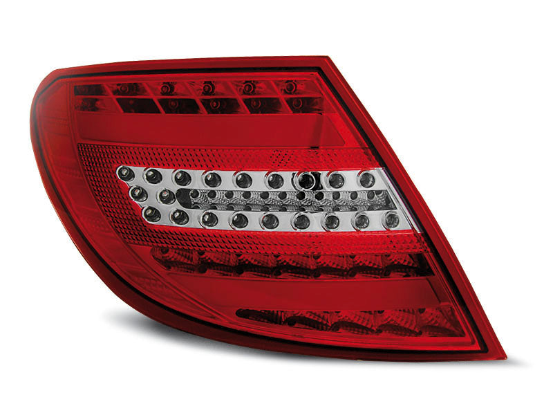 Tuning-Tec Voll LED Lightbar Rückleuchten für Mercedes Benz C-Klasse W204 Limousine 07-10 rot/klar