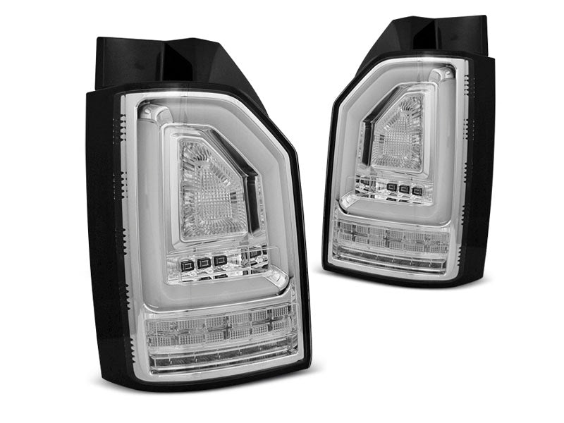 Tuning-Tec Voll LED Lightbar Rückleuchten für VW T6 15-19 chrom/klar mit dynamischem Blinker