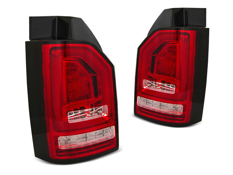 Tuning-Tec Voll LED Lightbar Rückleuchten für VW T6 15-19 rot/klar mit dynamischem Blinker
