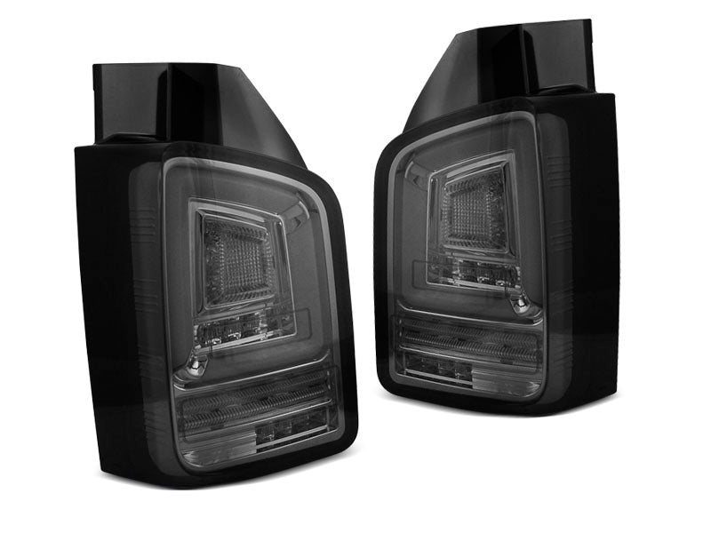 Tuning-Tec Voll LED Lightbar Rückleuchten für VW T5 03-09 schwarz mit dynamischem Blinker (Heckklappe/Doppeltürer)