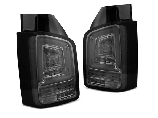 Tuning-Tec Voll LED Lightbar Rückleuchten für VW T5 03-09 schwarz mit dynamischem Blinker (Heckklappe/Doppeltürer)