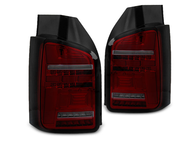 Tuning-Tec Voll LED Lightbar Rückleuchten für VW T5 03-09 rot/rauch mit dynamischem Blinker (Doppeltürer/Heckklappe)