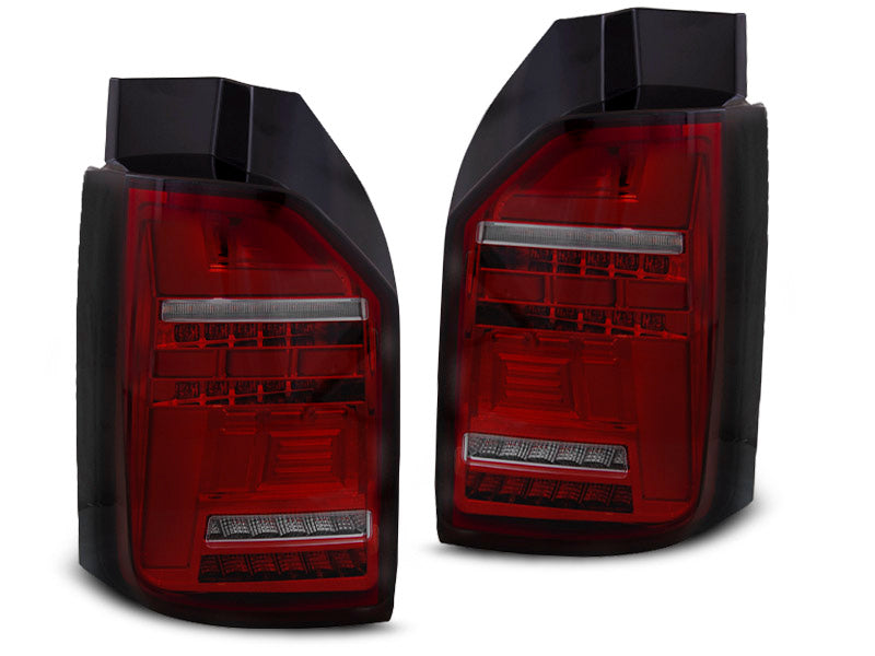 Tuning-Tec Voll LED Lightbar Rückleuchten für VW T6 15-19 und T6.1 20+ rot/rauch mit dynamischen Blinker (für Heckklappe)