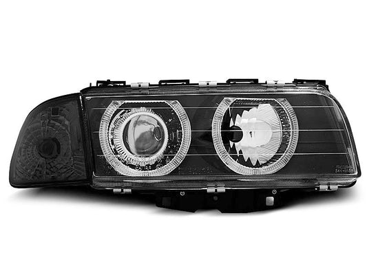 Tuning-Tec Angel Eyes Scheinwerfer für BMW 7er E38 94-98 schwarz