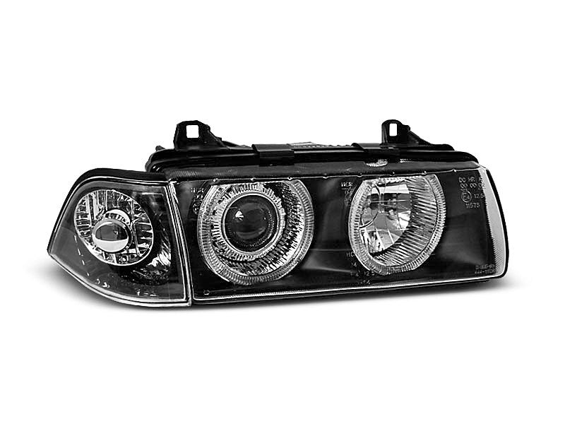 Tuning-Tec Angel Eyes Scheinwerfer für BMW 3er E36 Coupe/Cabrio 90-99 schwarz