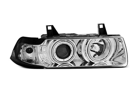 Tuning-Tec CCFL Angel Eyes Scheinwerfer für BMW 3er E36 Coupe/Cabrio 90-99 chrom