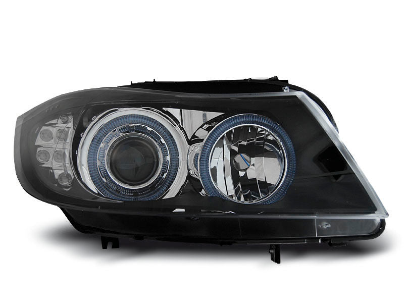 Tuning-Tec Angel Eyes Scheinwerfer für BMW 3er E90/E91 05-08 schwarz mit LED Blinker