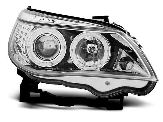 Tuning-Tec LED Angel Eyes Scheinwerfer für BMW 5er E60/E61 03-07 chrom mit LED Blinker