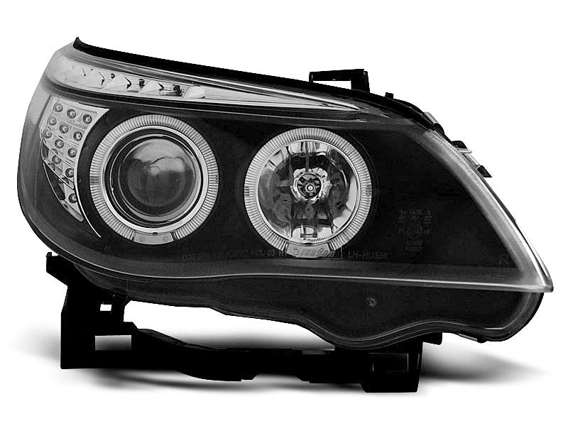 Tuning-Tec LED Angel Eyes Scheinwerfer für BMW 5er E60/E61 03-07 schwarz mit LED Blinker