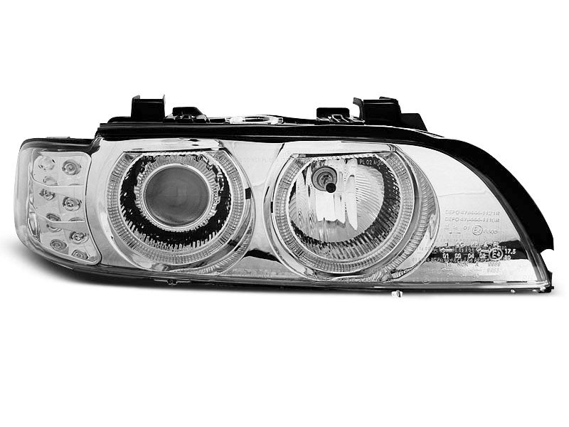 Tuning-Tec Angel Eyes Scheinwerfer für BMW 5er E39 95-03 chrom mit LED Blinker