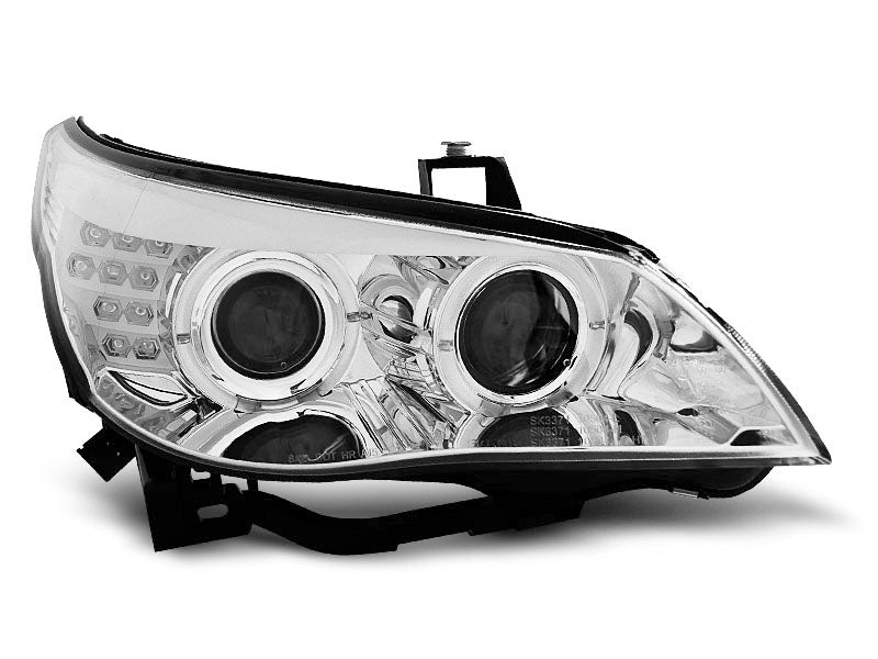 Tuning-Tec LED Angel Eyes Scheinwerfer für BMW 5er E60/E61 03-07 chrom mit LED Blinker