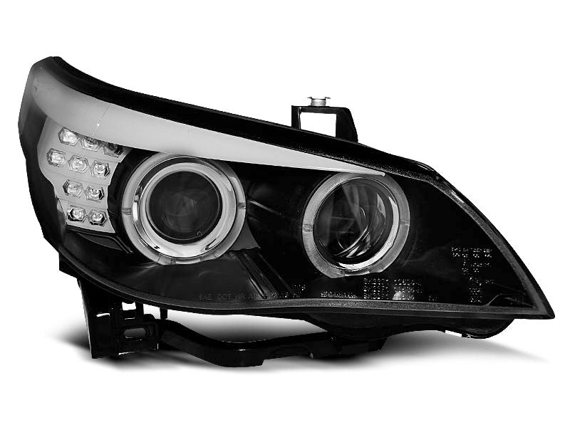 Tuning-Tec LED Angel Eyes Scheinwerfer für BMW 5er E60/E61 03-07 schwarz mit LED Blinker