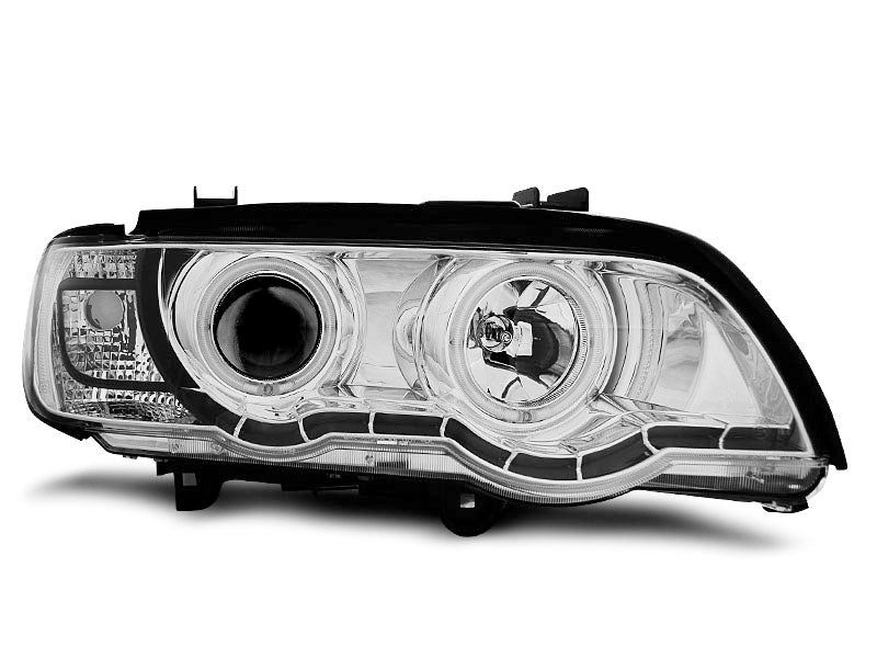 Tuning-Tec Xenon LED Angel Eyes Scheinwerfer für BMW X5 E53 99-03 chrom
