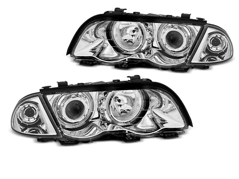 Tuning-Tec LED Angel Eyes Scheinwerfer für BMW 3er E46 98-01 chrom Set