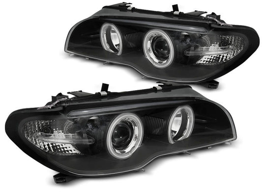 Tuning-Tec CCFL Angel Eyes Scheinwerfer für BMW 3er E46 Coupe / Cabrio 03-06 schwarz Set