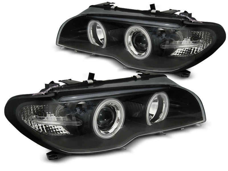 Tuning-Tec Xenon CCFL Angel Eyes Scheinwerfer für BMW 3er E46 Coupe und Cabrio 03-06 schwarz Set