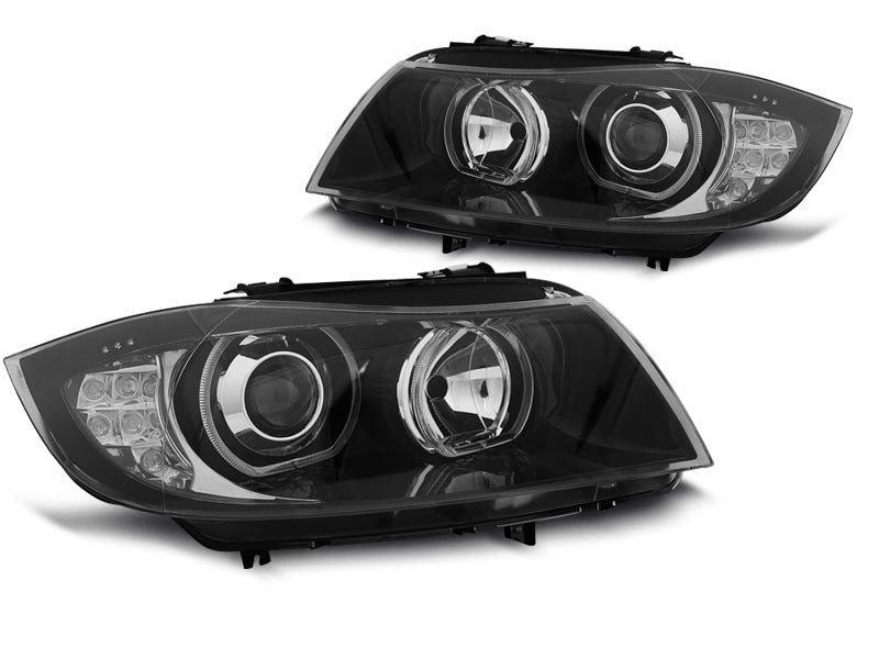 Tuning-Tec LED Angel Eyes Scheinwerfer für BMW 3er E90/E91 05-08 schwarz mit LED Blinker