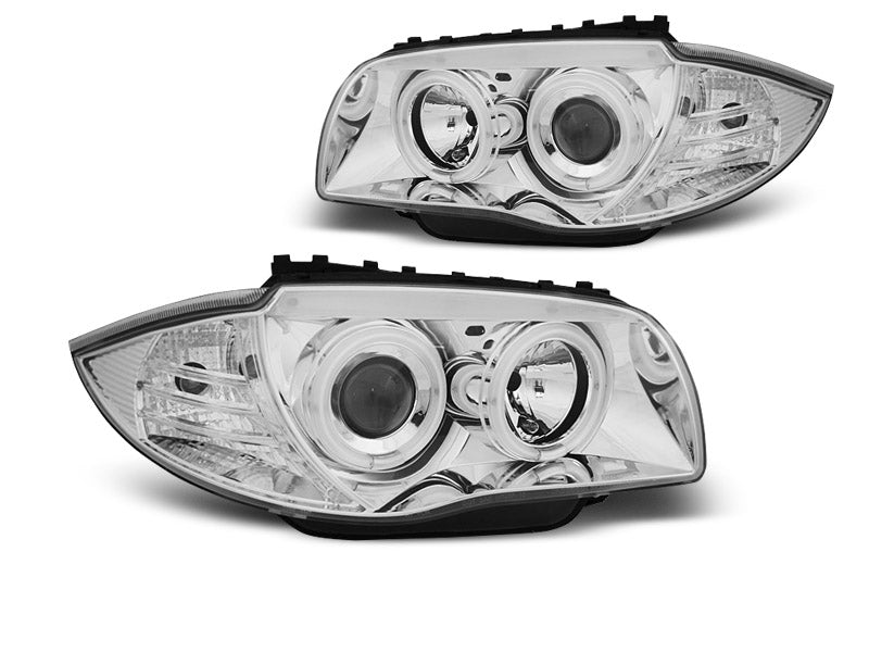Tuning-Tec CCFL Angel Eyes Scheinwerfer für BMW 1er E81, E82, E87, E88 04-11 chrom