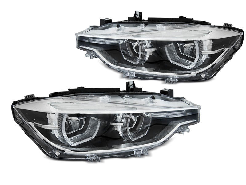 Tuning-Tec Voll LED Tagfahrlicht Angel Eyes Scheinwerfer für BMW 3er F30/F31 11-15 schwarz / chrom