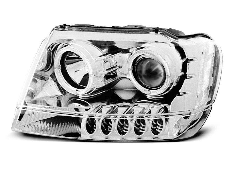 Tuning-Tec LED Angel Eyes Scheinwerfer für Jeep Grand Cherokee 99-05 chrom
