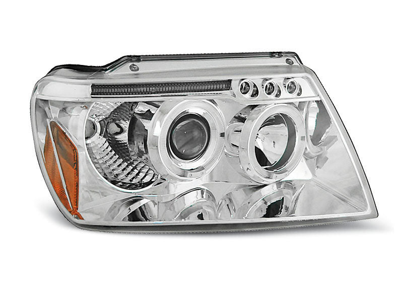 Tuning-Tec LED Angel Eyes Scheinwerfer für Jeep Grand Cherokee 99-05 chrom