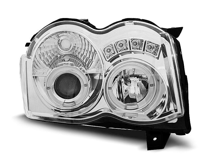Tuning-Tec LED Angel Eyes Scheinwerfer für Jeep Grand Cherokee 08-10 chrom