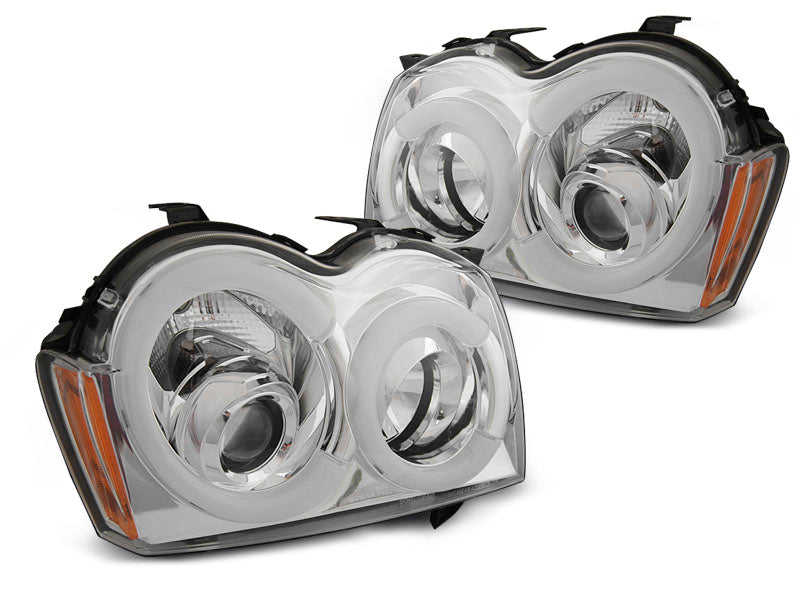 Tuning-Tec LED Angel Eyes Scheinwerfer für Jeep Grand Cherokee 05-08 chrom LTI