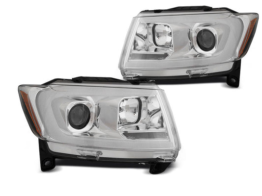 Tuning-Tec LED Tagfahrlicht Scheinwerfer für Jeep Grand Cherokee 11-13 chrom mit LED Blinker LTI